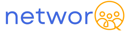 NetworQ Social logo with blue text and orange community icon