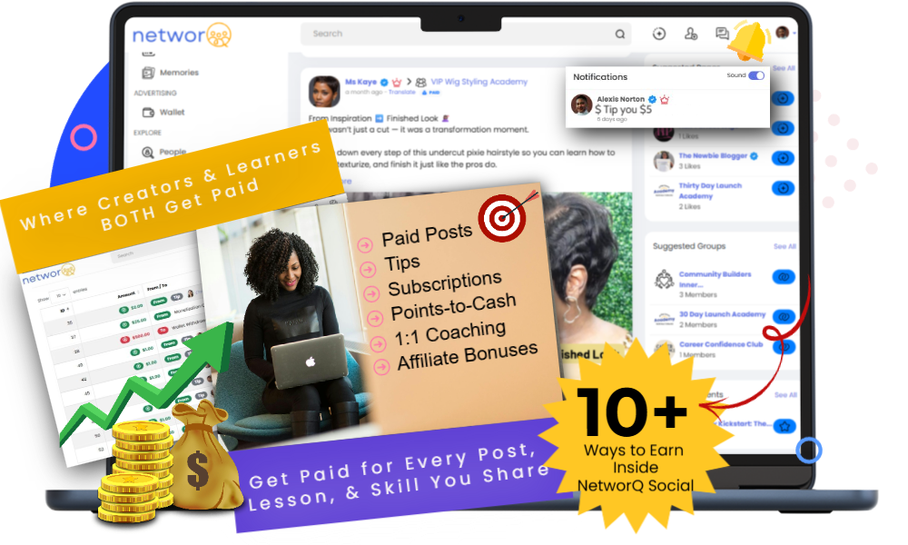 NetworQ Social – Where Creators & Learners BOTH Get Paid